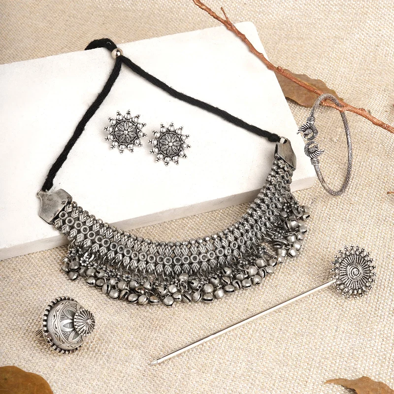 Dazzle In Elegance With Our Biggest Jewelry Sale Teejh Poompuhar Oxidised Silver Jewellery Gift Set