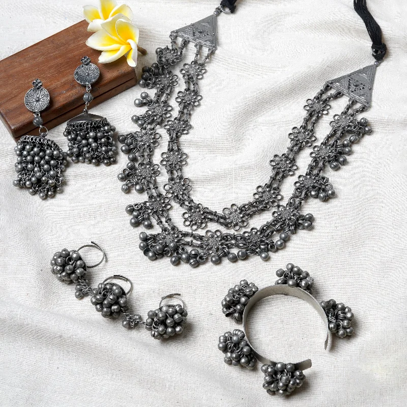 Buy More, Save More On Stunning Jewelry Pieces Teejh Ratika Silver Oxidised Jewelry Gift Set