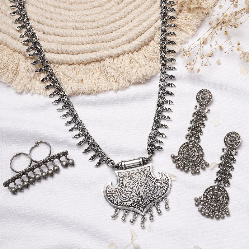 Modern Jewelry At Exclusive Discounts – Shop Today Teejh Sasthi Silver Oxidised Jewelry Gift Set