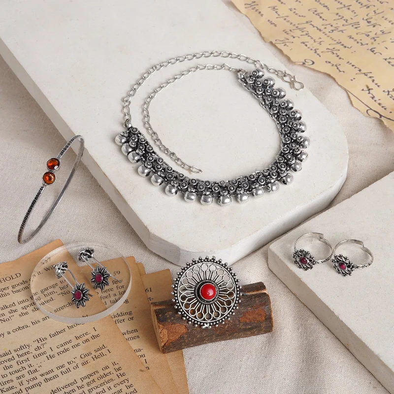 Premium Jewelry Now Available At Special Discounts Teejh Takshashila Oxidised Silver Jewellery Gift Set