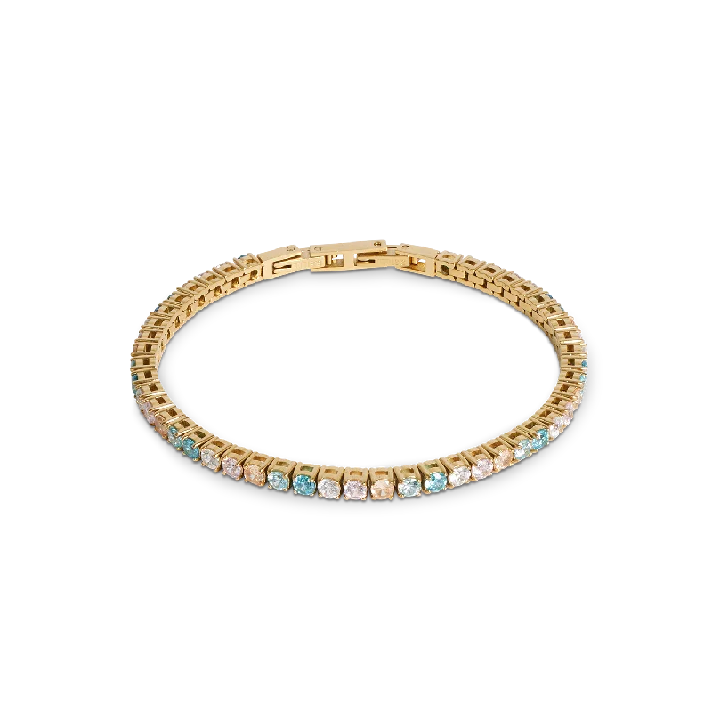 Unique Jewelry Designs Now At Discounted Rates Tennis bracelet gold-multicolour pastel