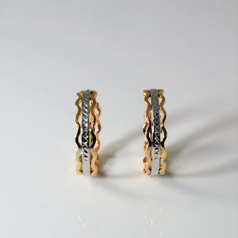Big Discounts On Elegant Jewelry Collections Textured Tri Tone Hoop Earrings |
