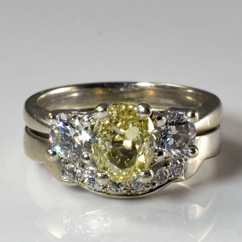 Limited-Stock Jewelry Sale – Once It's Gone, It's Gone Three Stone Yellow Oval Diamond Wedding Set | 1.37ctw | SZ 3.5 |