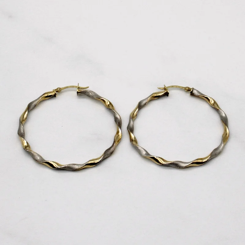 Don't Miss These Dazzling Jewelry Discounts Two Tone Gold Twist Hoop Earrings |