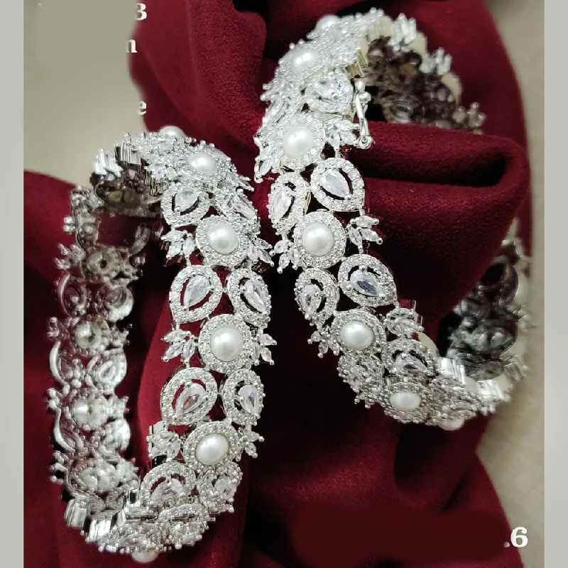 Unmissable Deals On Handmade Jewelry Collections Vivah Creations Silver Plated AD Openable Bangles Set Unmissable Deals On Handmade Jewelry Collections Vivah Creations Silver Plated AD Openable Bangles Set