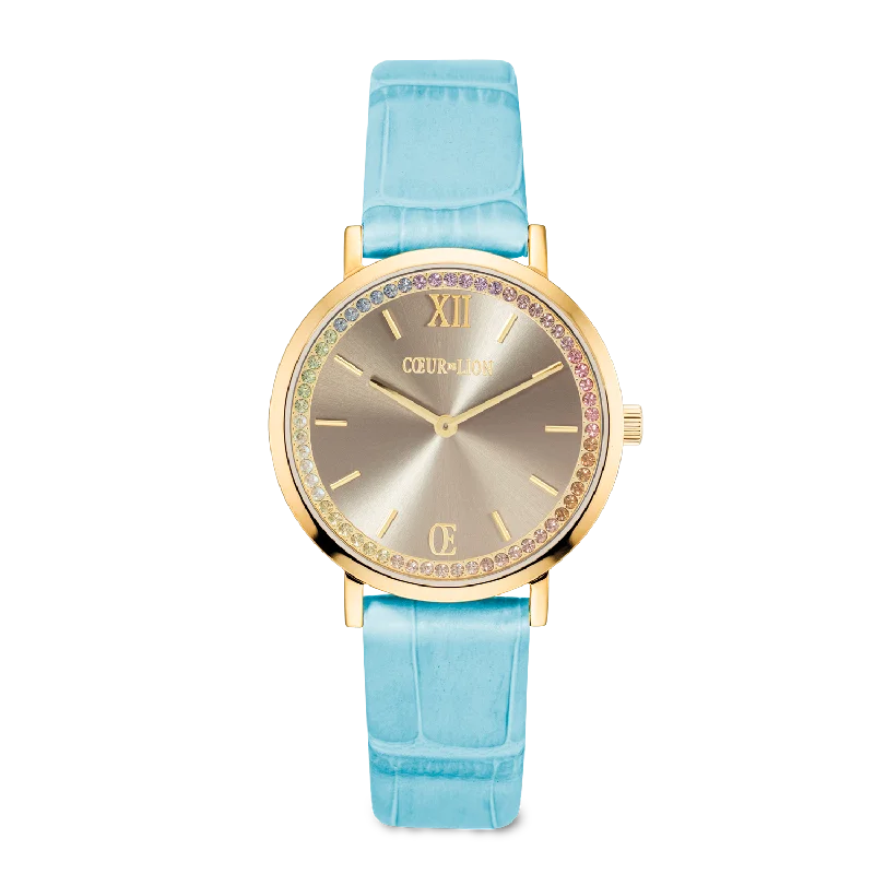 Sparkle On A Budget – Fine Jewelry For Less Watch Round Pastel Lovers Gold Bracelet Leather Blue