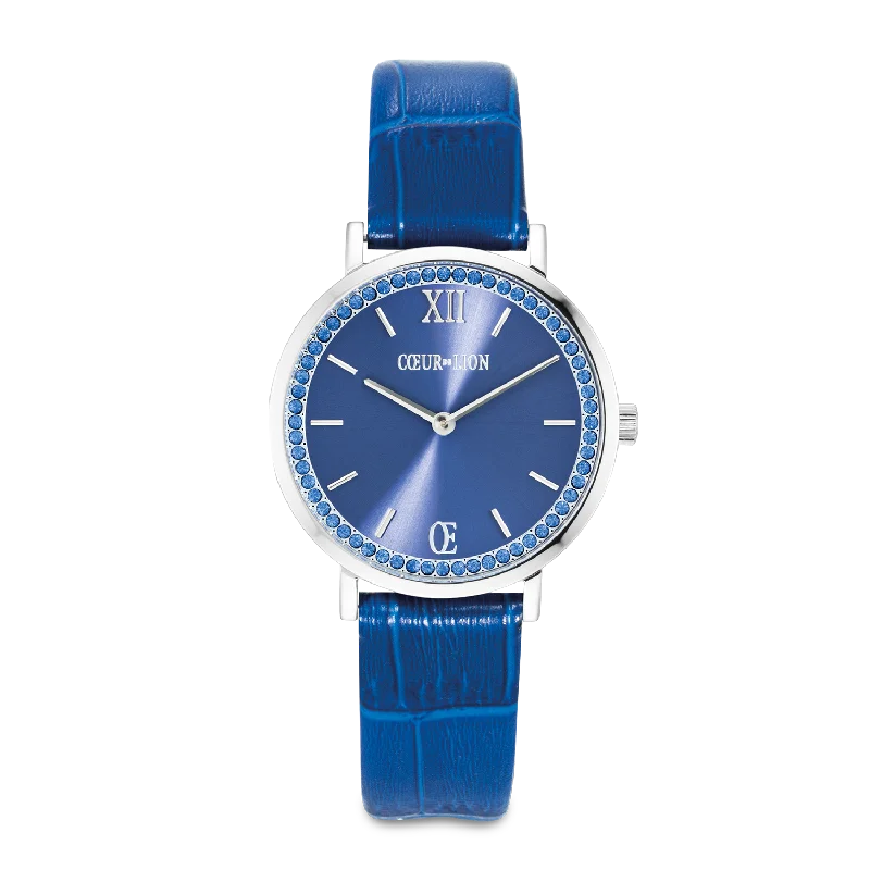 Luxury Jewelry Clearance – Shop Premium Styles Now Watch Round Sparkling Sunray Bracelet Leather Royal Blue