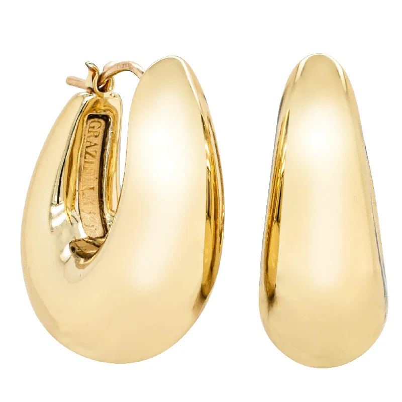 Delicate Crystal Jewelry For Sophisticated Charm 14ct Yellow Gold Hollow Large Oval Hoop Earrings Delicate Crystal Jewelry For Sophisticated Charm 14ct Yellow Gold Hollow Large Oval Hoop Earrings