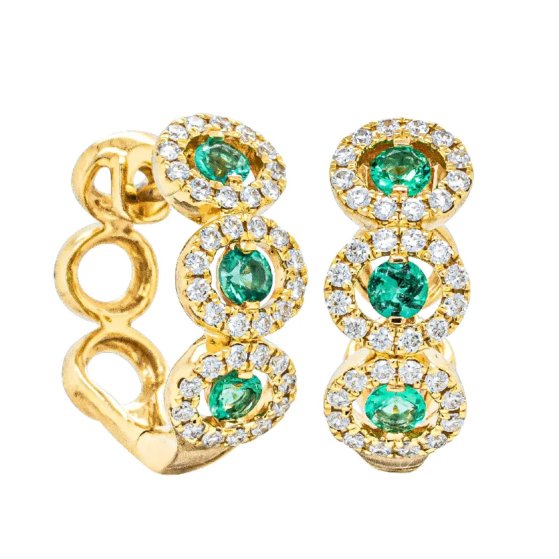 High-Quality Gemstone Jewelry For Special Occasions 18ct Yellow Gold .32ct Emerald & Diamond Hoop Earrings High-Quality Gemstone Jewelry For Special Occasions 18ct Yellow Gold .32ct Emerald & Diamond Hoop Earrings